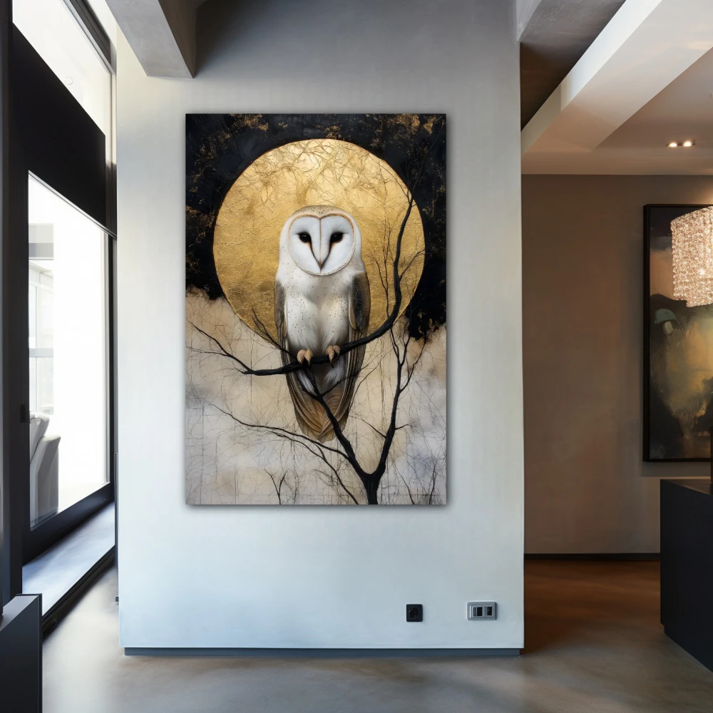 Wall Art titled: In the Golden Circle in a Vertical format with: and Golden Colors; Decoration the Entryway wall