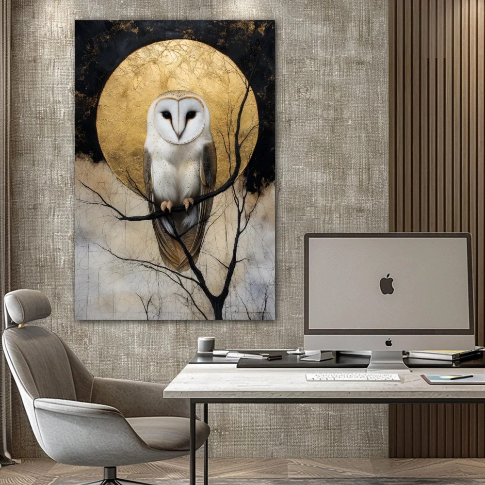 Wall Art titled: In the Golden Circle in a Vertical format with: and Golden Colors; Decoration the Office wall