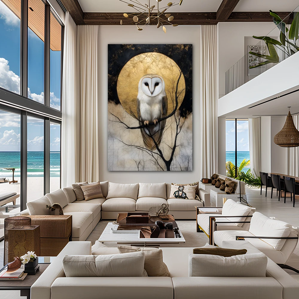 Wall Art titled: In the Golden Circle in a Vertical format with: and Golden Colors; Decoration the Living Room wall