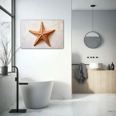 Cuadro La estrella del mar en formato horizontal con colores Marrón, Beige; Decorando pared de Baño