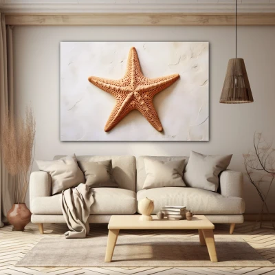 Wall Art titled: The Starfish in a  format with: Brown, and Beige Colors; Decoration the Beige Wall wall