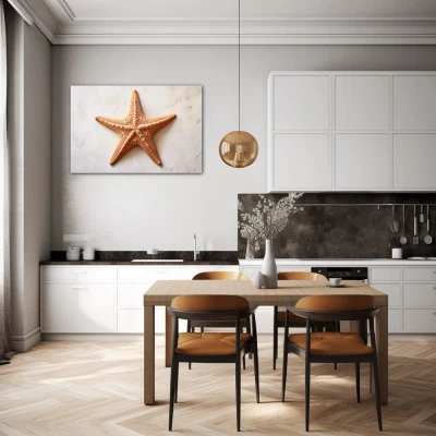 Wall Art titled: The Starfish in a  format with: Brown, and Beige Colors; Decoration the Kitchen wall