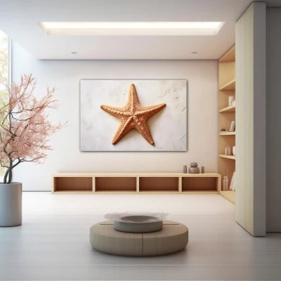 Wall Art titled: The Starfish in a Horizontal format with: Brown, and Beige Colors; Decoration the Wellbeing wall