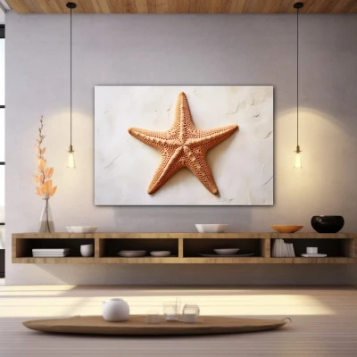 Wall Art titled: The Starfish in a Horizontal format with: Brown, and Beige Colors; Decoration the Wellbeing wall