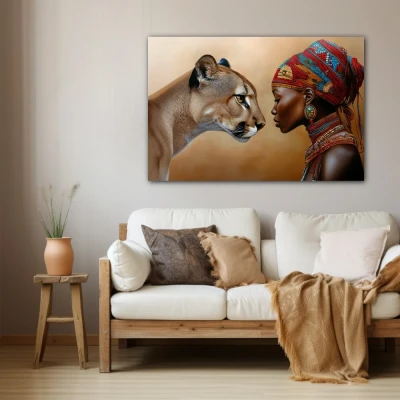 Cuadro Susurros del alma salvaje en formato horizontal con colores Dorado, Marrón, Beige; Decorando Pared beige Cuadro Susurros del alma salvaje en formato horizontal con colores Dorado, Marrón, Beige; Decorando Pared beige