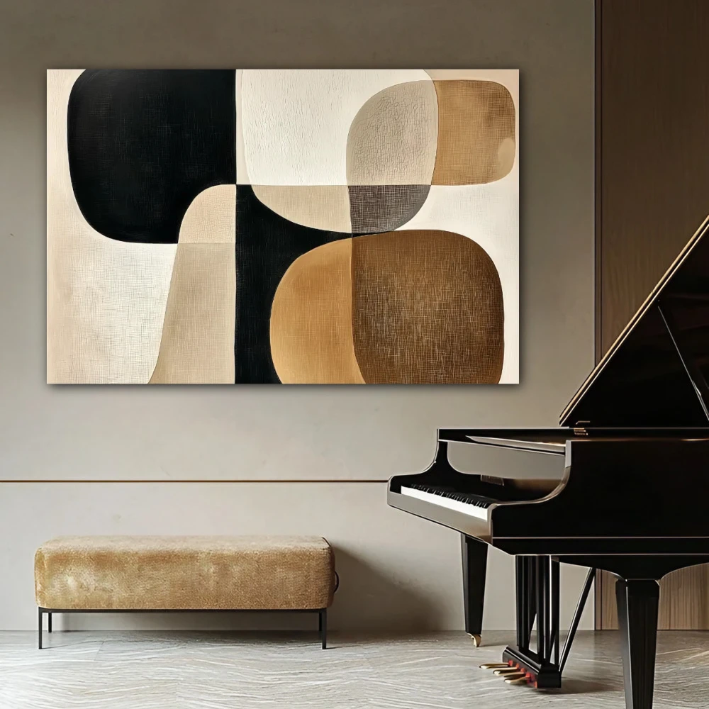 Wall Art titled: Structured Meditation in a Horizontal format with: Brown, and Beige Colors; Decoration the Beige Wall wall