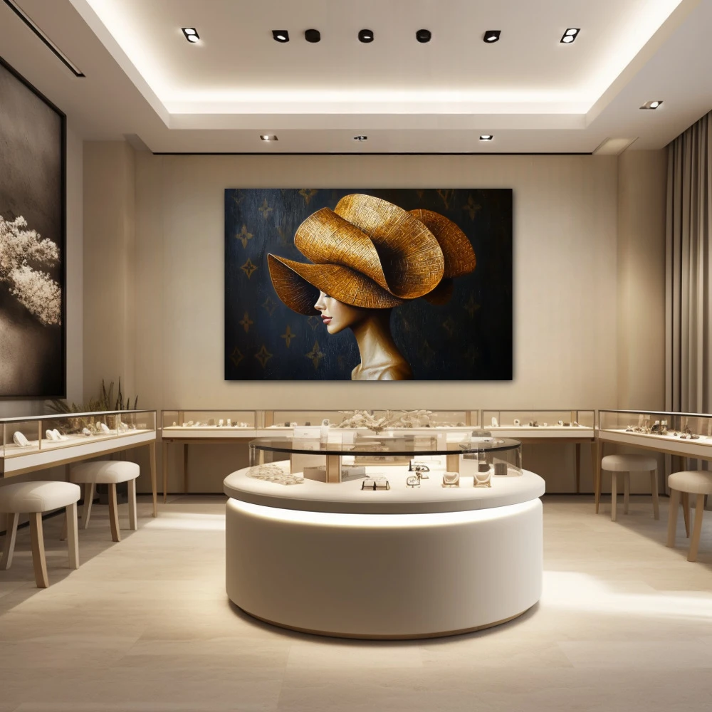 Wall Art titled: Fragments of Sophistication in a Horizontal format with: and Golden Colors; Decoration the Jewellery wall