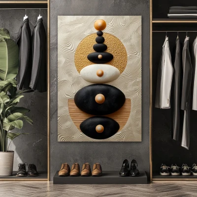 Wall Art titled: Universal Synthesis in a Vertical format with: Grey, Black, and Beige Colors; Decoration the Dressing Room wall Wall Art titled: Universal Synthesis in a Vertical format with: Grey, Black, and Beige Colors; Decoration the Dressing Room wall