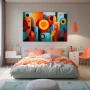 Wall Art titled: The Order of Noise in a Horizontal format with: Blue, Orange, and Vivid Colors; Decoration the Teenage wall