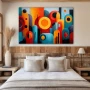 Wall Art titled: The Order of Noise in a Horizontal format with: Blue, Orange, and Vivid Colors; Decoration the Bedroom wall
