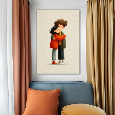 Cuadro Uno más uno, uno en formato vertical con colores Blanco, Naranja, Verde; Decorando pared de Encima del Sofá Cuadro Uno más uno, uno en formato vertical con colores Blanco, Naranja, Verde; Decorando pared de Encima del Sofá