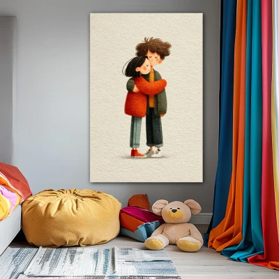 Wall Art titled: One Plus One, One in a format with: white, Orange, and Green Colors; Decoration the Grey Walls wall Wall Art titled: One Plus One, One in a format with: white, Orange, and Green Colors; Decoration the Grey Walls wall