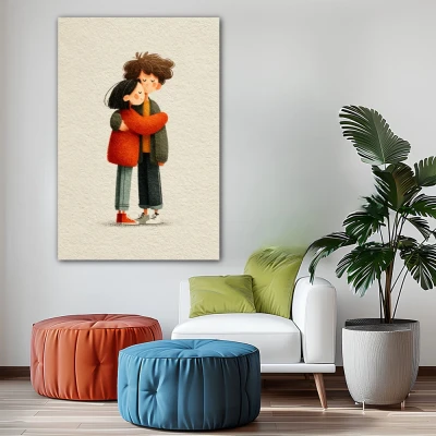 Cuadro Uno más uno, uno en formato vertical con colores Blanco, Naranja, Verde; Decorando pared de Oficina Cuadro Uno más uno, uno en formato vertical con colores Blanco, Naranja, Verde; Decorando pared de Oficina
