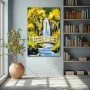 Cuadro El Eco del Sosiego en formato vertical con colores Amarillo, Verde; Decorando pared de Salón comedor