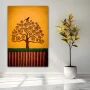 Cuadro Semilla de los Sueños en formato vertical con colores Mostaza, Naranja; Decorando pared de Baño