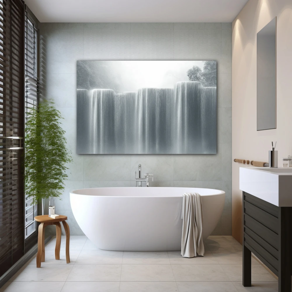Wall Art titled: The Unalterable Murmur in a Horizontal format with: Grey, and Monochromatic Colors; Decoration the Bathroom wall