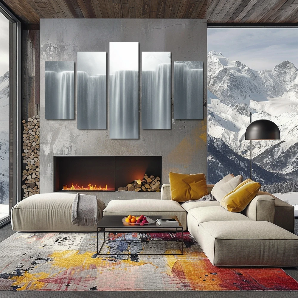 Wall Art titled: The Unalterable Murmur in a Horizontal format with: Grey, and Monochromatic Colors; Decoration the Fireplace wall