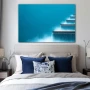 Cuadro Ser y fluir en formato horizontal con colores Azul, Celeste; Decorando pared de Habitación dormitorio