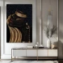 Cuadro Afro de oro y alma en formato vertical con colores Dorado, Negro; Decorando pared de Aparador
