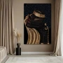 Cuadro Afro de oro y alma en formato vertical con colores Dorado, Negro; Decorando pared de Habitación dormitorio