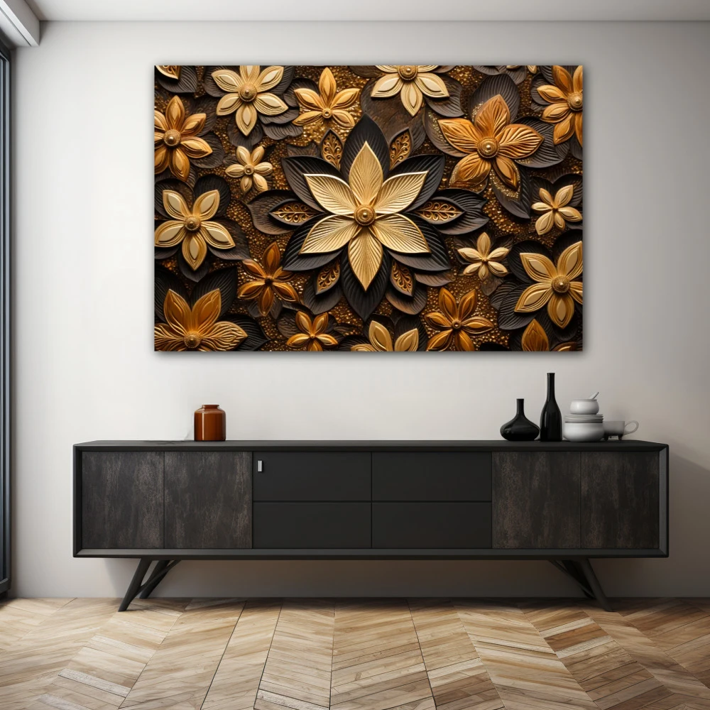 Wall Art titled: The Treasure of Luck in a Horizontal format with: and Brown Colors; Decoration the Sideboard wall