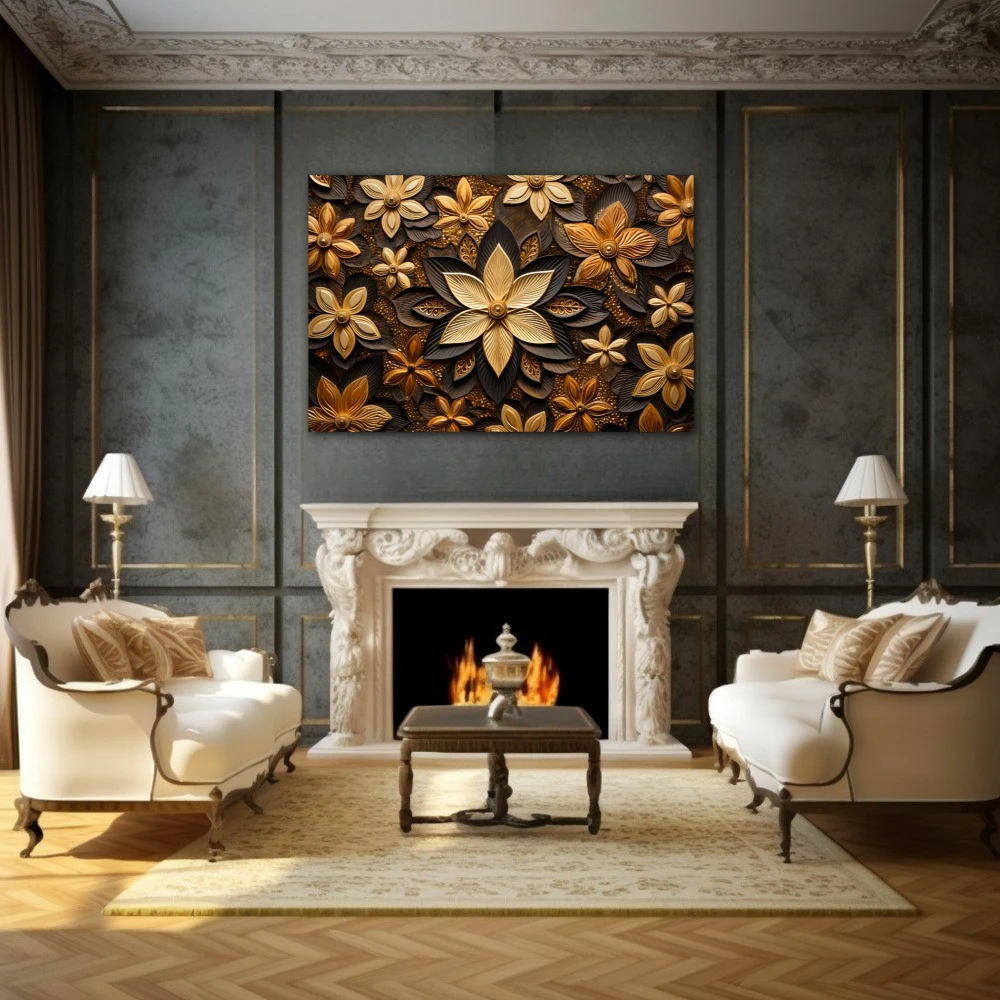 Wall Art titled: The Treasure of Luck in a Horizontal format with: and Brown Colors; Decoration the Fireplace wall