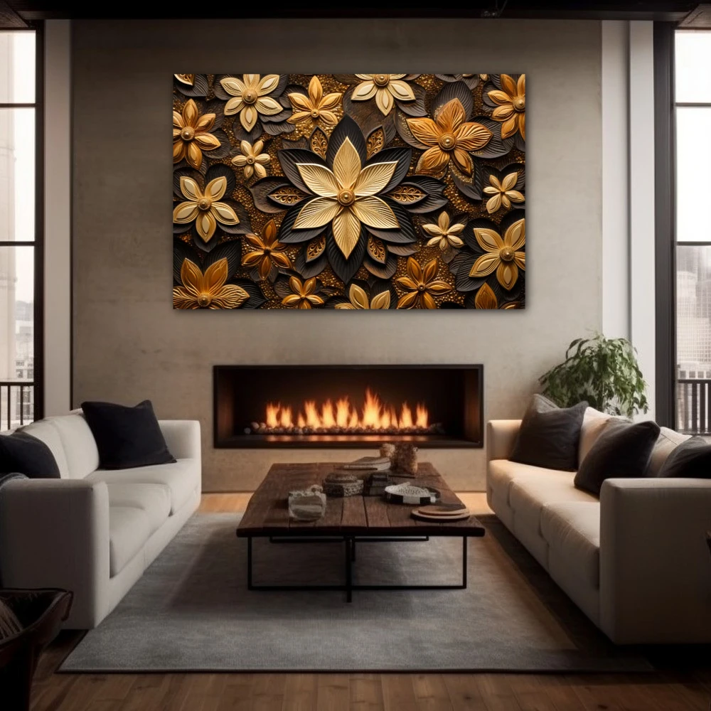 Wall Art titled: The Treasure of Luck in a Horizontal format with: and Brown Colors; Decoration the Fireplace wall