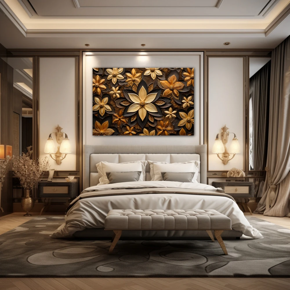 Wall Art titled: The Treasure of Luck in a Horizontal format with: and Brown Colors; Decoration the Bedroom wall