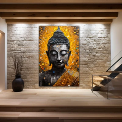 Wall Art titled: Calm in the Storm in a  format with: Golden, and Grey Colors; Decoration the Stone Walls wall