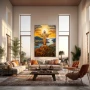 Wall Art titled: Peace Over Rio in a Vertical format with: Yellow, Blue, and Brown Colors; Decoration the Living Room wall