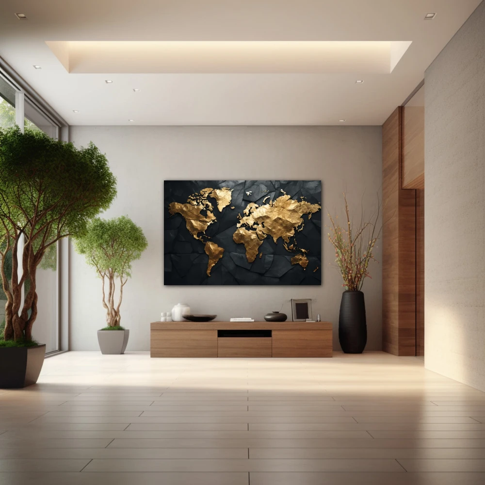 Wall Art titled: Traveling is My Greatest Luxury in a Horizontal format with: Golden, and Black Colors; Decoration the Entryway wall