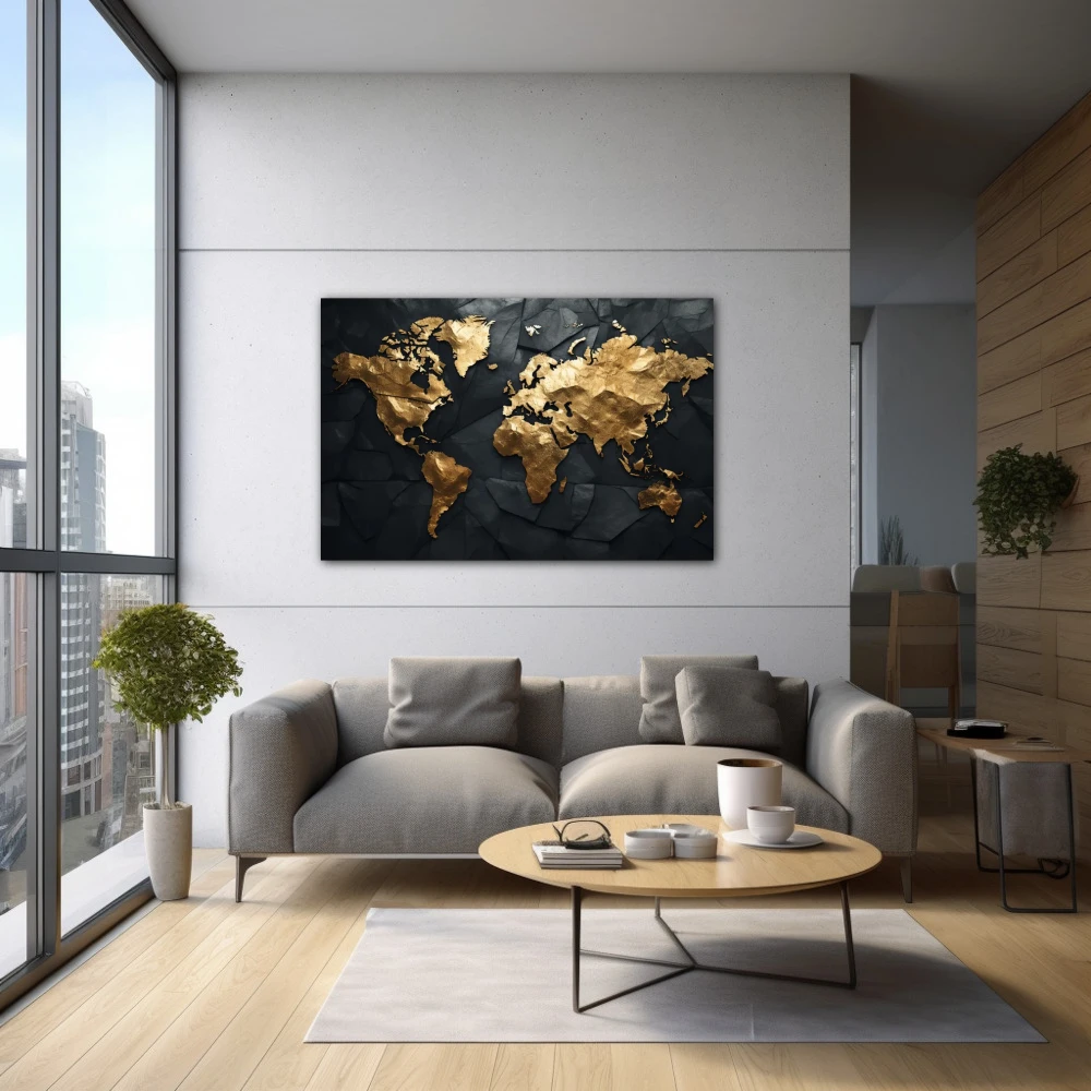 Wall Art titled: Traveling is My Greatest Luxury in a Horizontal format with: Golden, and Black Colors; Decoration the  wall