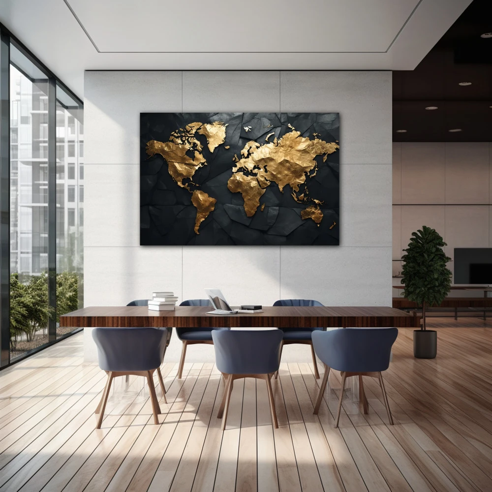 Wall Art titled: Traveling is My Greatest Luxury in a Horizontal format with: Golden, and Black Colors; Decoration the  wall