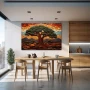 Wall Art titled: Sentinels of Eternal Nature in a Horizontal format with: Brown, Purple, and Green Colors; Decoration the Kitchen wall