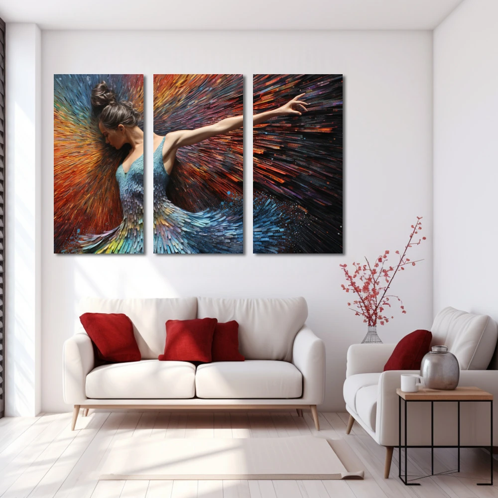 Wall Art titled: Spirit-Healing Vibrations in a Horizontal format with: Blue, Orange, and Vivid Colors; Decoration the White Wall wall