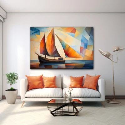 Wall Art titled: Captain of My Destiny in a Horizontal format with: Brown, and Orange Colors; Decoration the White Wall wall