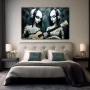 Wall Art titled: The Gotiks Sisters in a Horizontal format with: white, Grey, and Monochromatic Colors; Decoration the Bedroom wall