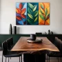 Wall Art titled: Seasons in Geometry in a Horizontal format with: Blue, Orange, Green, and Vivid Colors; Decoration the Living Room wall