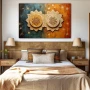 Wall Art titled: Symmetrical Duality in a Horizontal format with: Sky blue, Brown, and Orange Colors; Decoration the Bedroom wall