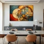 Wall Art titled: Circular Labyrinth in a Horizontal format with: Brown, Orange, and Beige Colors; Decoration the Living Room wall