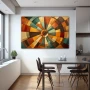 Wall Art titled: Chromatic Spiral Vortex in a Horizontal format with: Brown, Orange, and Beige Colors; Decoration the Kitchen wall