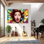 Wall Art titled: Pop Scream in a Horizontal format with: Yellow, Red, Green, and Vivid Colors; Decoration the Living Room wall