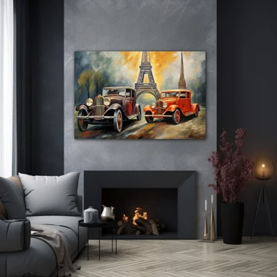 Wall Art titled: Elegance in Motion in a Horizontal format with: Grey, and Orange Colors; Decoration the Grey Walls wall