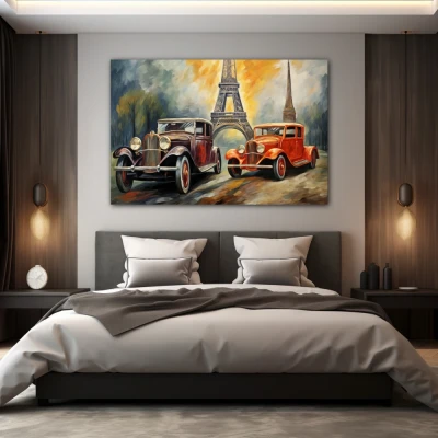 Wall Art titled: Elegance in Motion in a Horizontal format with: Grey, and Orange Colors; Decoration the Bedroom wall