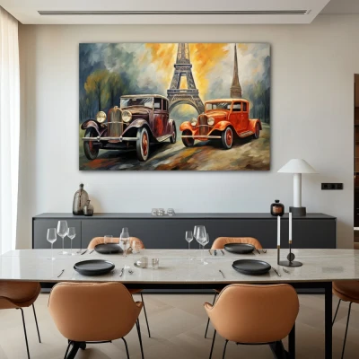 Wall Art titled: Elegance in Motion in a Horizontal format with: Grey, and Orange Colors; Decoration the Living Room wall