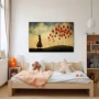 Wall Art titled: Dreaming Among Tulips in a Horizontal format with: Red, and Green Colors; Decoration the Nursery wall