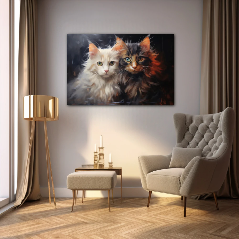 Wall Art titled: Velvety Whispers in a Horizontal format with: white, Brown, and Black Colors; Decoration the Living Room wall