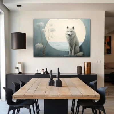 Wall Art titled: Twilight Guardian in a  format with: white, Grey, and Monochromatic Colors; Decoration the Living Room wall