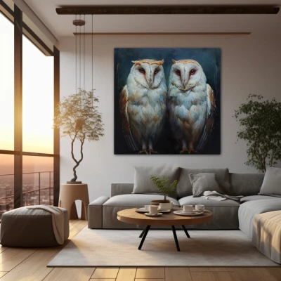 Wall Art titled: Guardians of the Twilight in a  format with: Blue, white, and Grey Colors; Decoration the Living Room wall