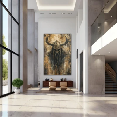 Wall Art titled: Ragnar Heraldsen in a Vertical format with: Brown, and Monochromatic Colors; Decoration the Entryway wall